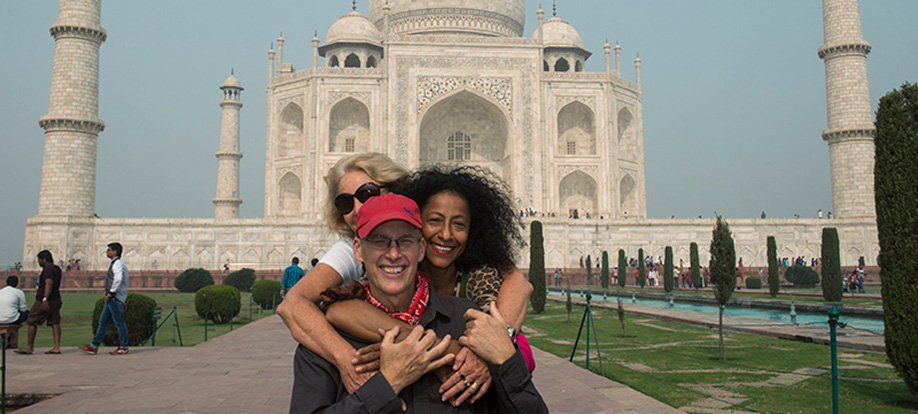 Renee and friends in front of the Taj Mahal